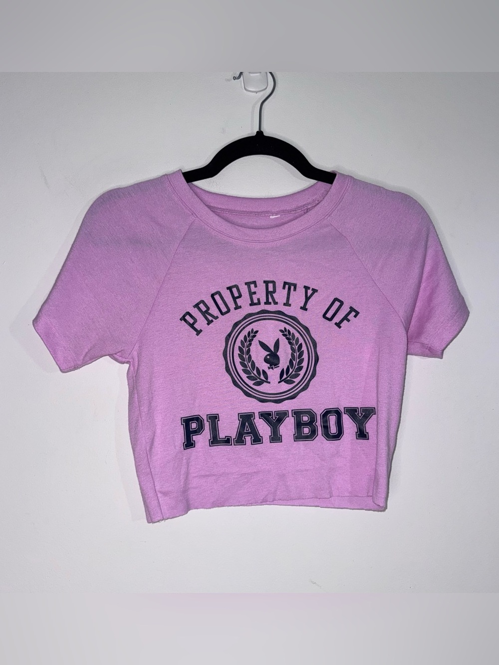 Playboy by PacSun M Pink Property Of Graphic Crop Top Y2K Collegiate